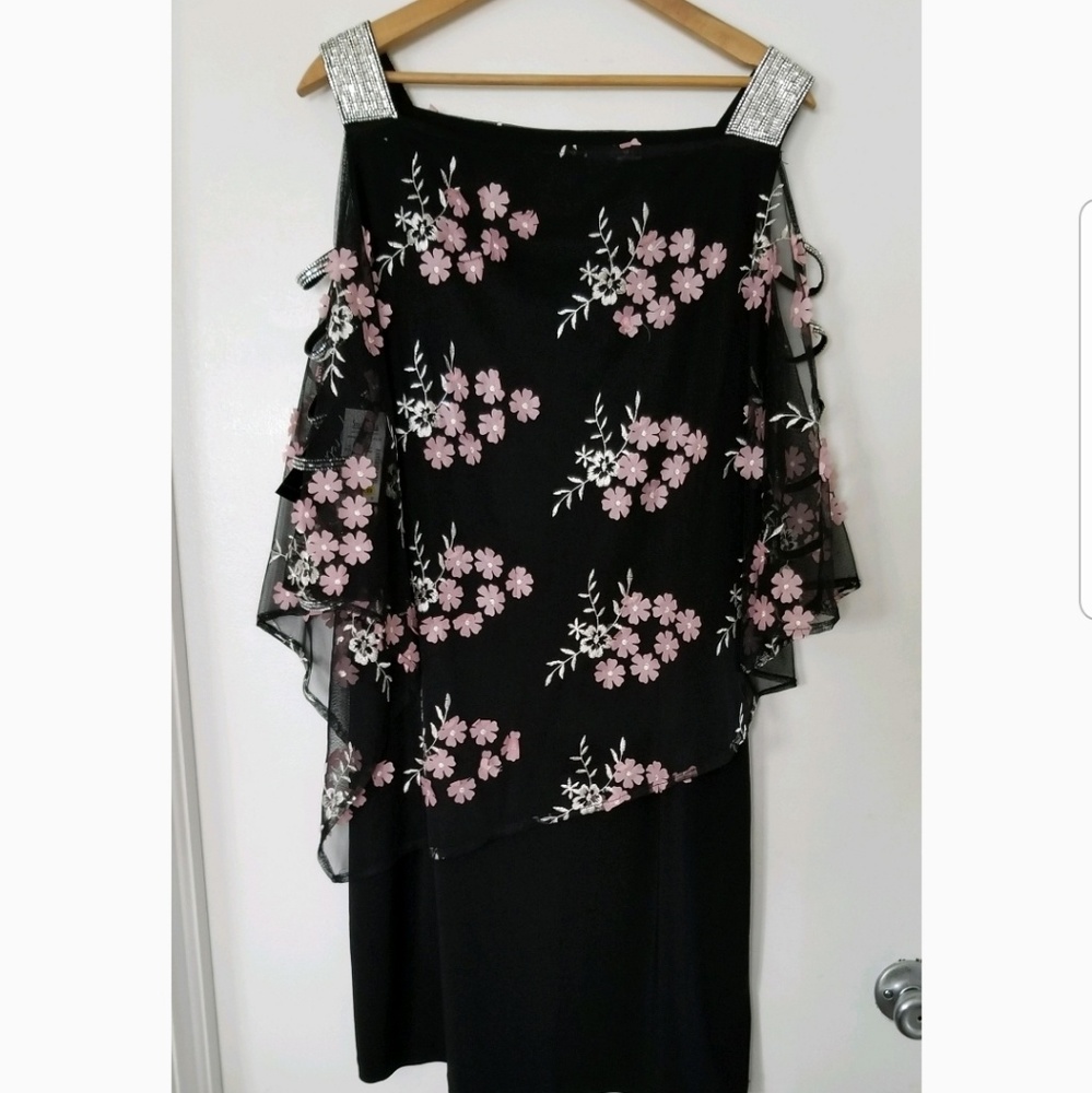 Prelude chaffon poncho dress with rhinestones